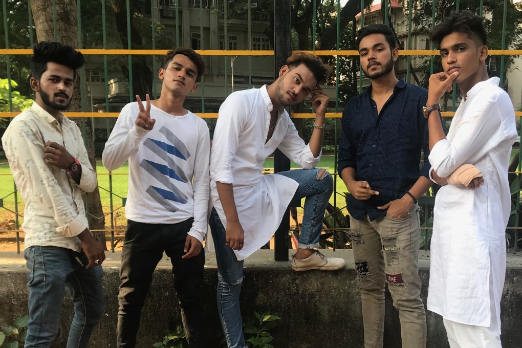 Faiz Khan, Ayan Sheikh (second and third from left) and other TikTok users in Mumbai. Photo: Soumya Shankar