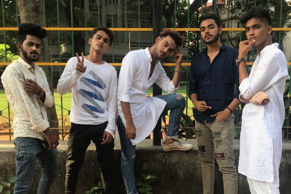 Faiz Khan, Ayan Sheikh (second and third from left) and other TikTok users in Mumbai. Photo: Soumya Shankar