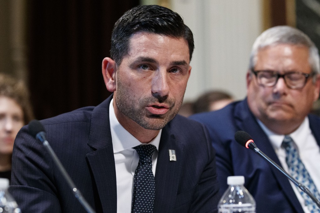 Chad Wolf speaks during a meeting of the President's Inter-agency Task Force to Monitor and Combat Trafficking in Persons on Tuesday. Photo: AP