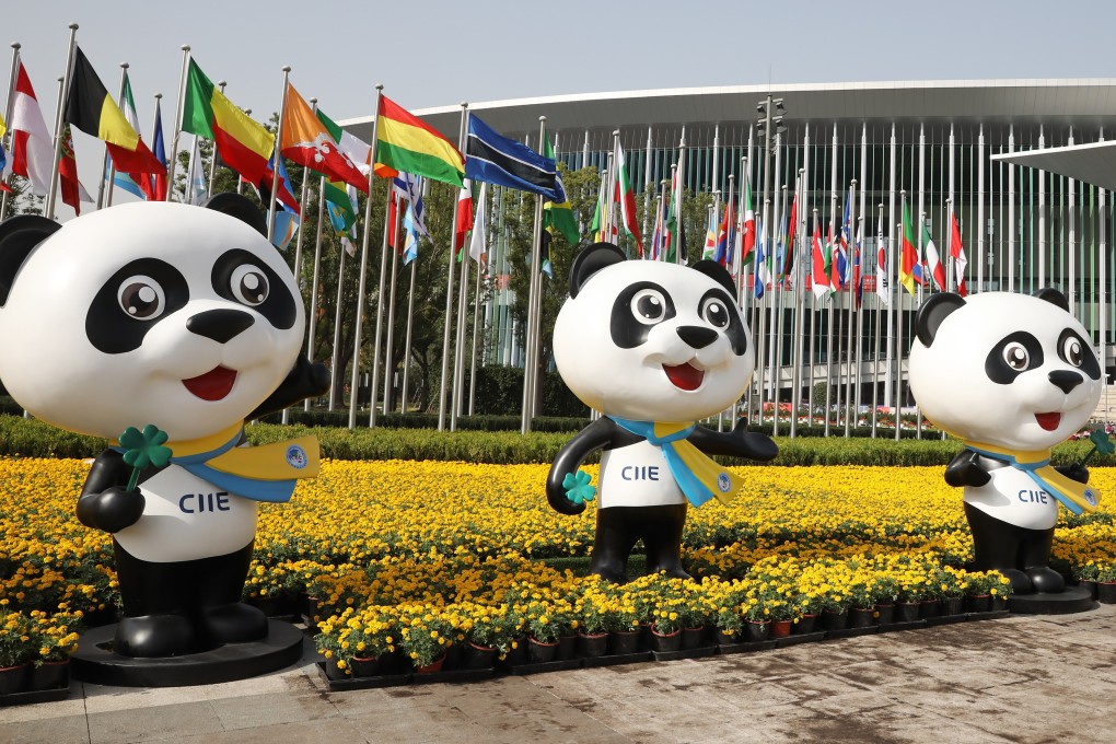 A line of mascots at the National Exhibition and Convention Centre in Shanghai, the venue of the second China International Import Expo. More American companies are expected than there was at last year’s event and President Xi Jinping will be keynote speaker. Photo: Xinhua