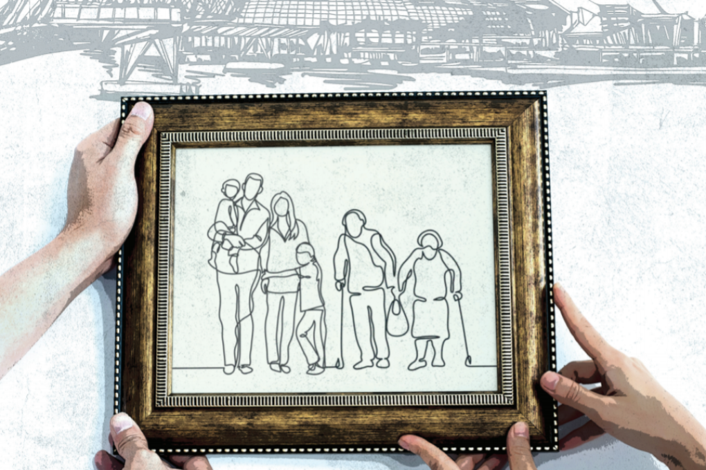 Singapore’s Sandwich Generation are discovering the drawback to being the world’s longest-living people, spending hard-earned retirements caring not only for children and grandchildren, but for parents, too. Illustration: SCMP