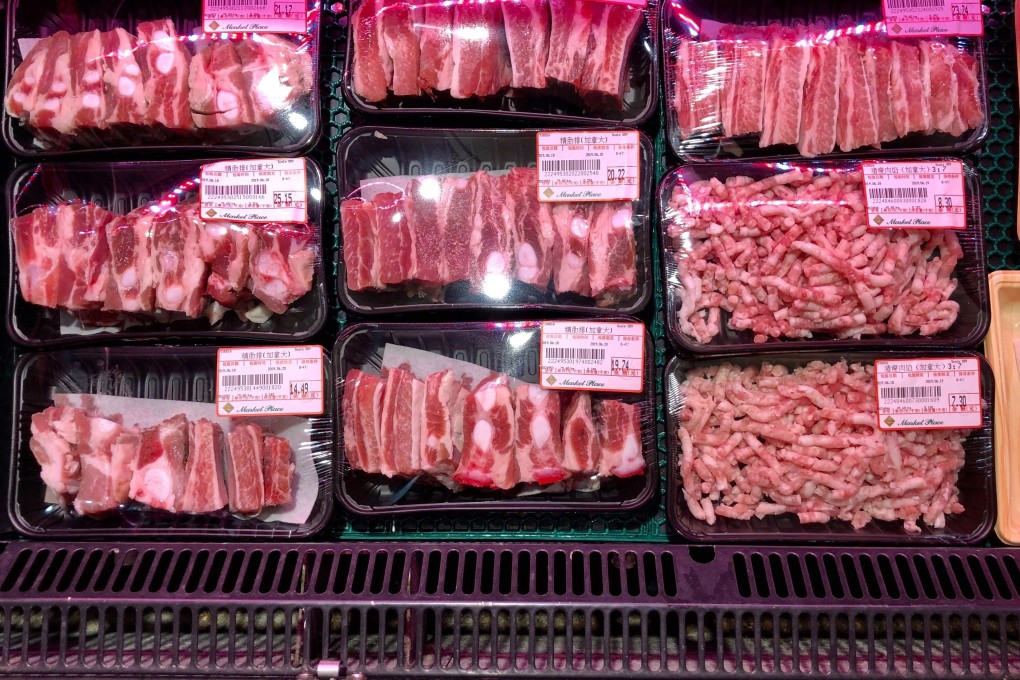 Packs of Canadian pork displayed for sale at a supermarket in Beijing. Photo: AP