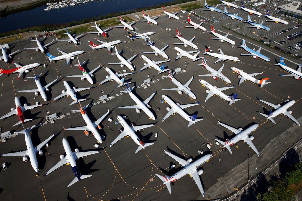 Dozens of grounded Boeing 737 MAX aircraft parked at the Boeing Field in Seattle, Washington state on July 1, 2019. Photo: Reuters