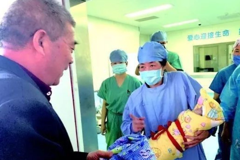 Tian, China’s oldest new mother, and husband Huang Weiping may face a fine after the birth of Tianci, their third child. Photo: Handout