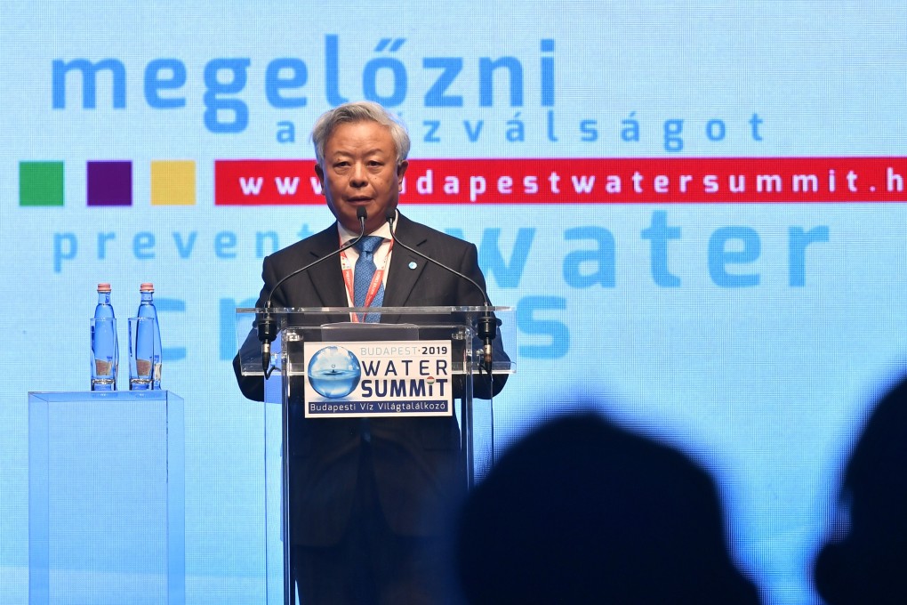 Jin Liqun, president of the Asian Infrastructure Investment Bank, speaks at the World Water Summit 2019 in Budapest in this file photo from last month. He told a forum at the import expo in Shanghai on Tuesday that the lender would make sure its investments are ‘safe and sustainable’. Photo: AP