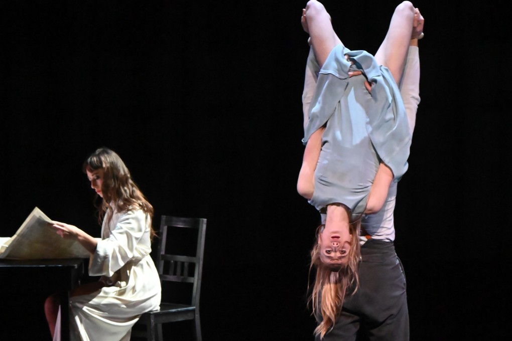 Regine (Grete S. B. Nybakken) is turned upside down by her foster father Engstrand in a scene from the Norwegian National Ballet’s staging of Henrik Ibsen’s Ghosts in Hong Kong. Photo: LCSD