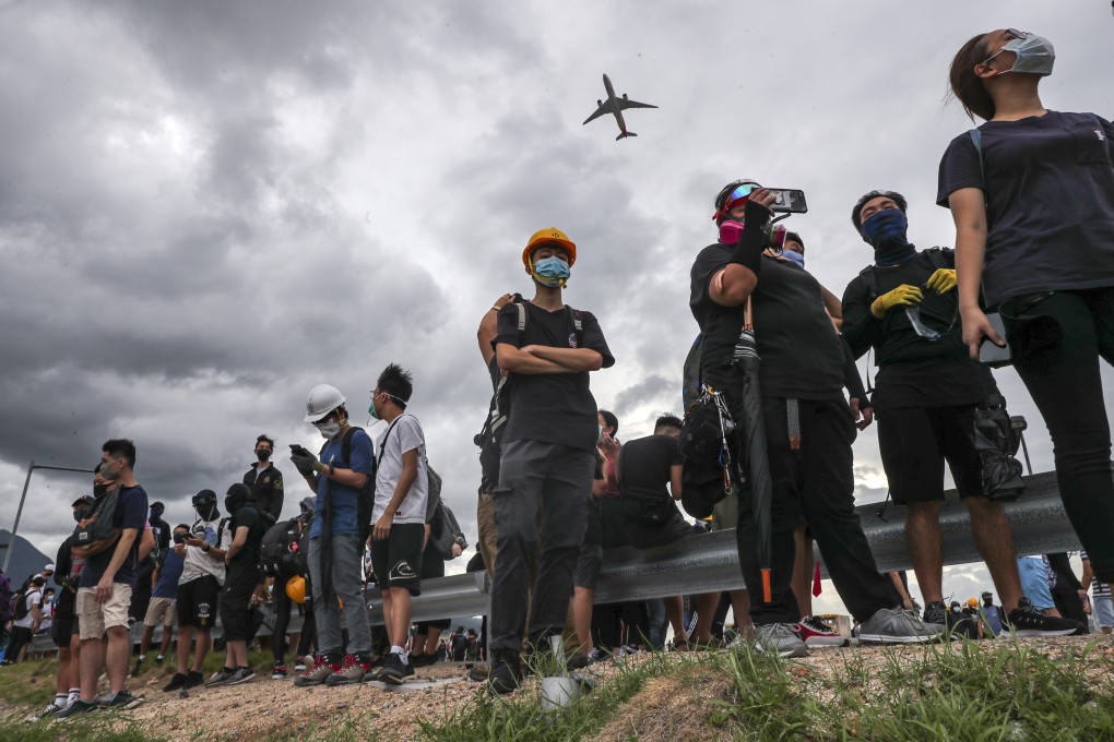 Anti-government demonstrators take their protest to Hong Kong’s international airport in this file photo from September this year. Cathay’s fortunes have rapidly deteriorated in the past few months, with passenger throughput falling in August as well as September. Photo: Sam Tsang
