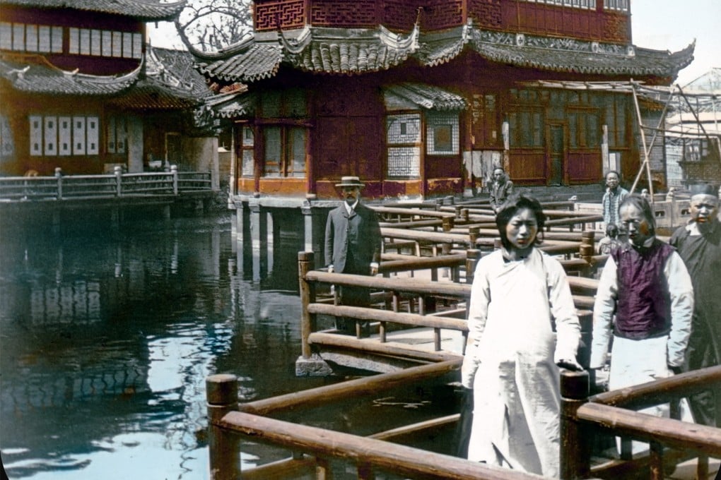Hand-colourised photos from early 1900s China, such as this one of the Huxinting tea house in Shanghai, offer a glimpse of life in the last years of imperial rule. They are on show in Hong Kong until December. Photo: Dezso Bozoky