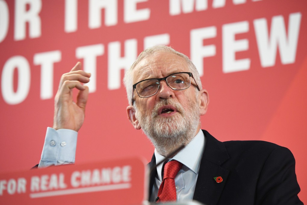 Labour leader Jeremy Corbyn speaks during an event at the Park Inn By Radisson Harlow hotel in Britain on Wednesday. Photo: PA Wire via dpa