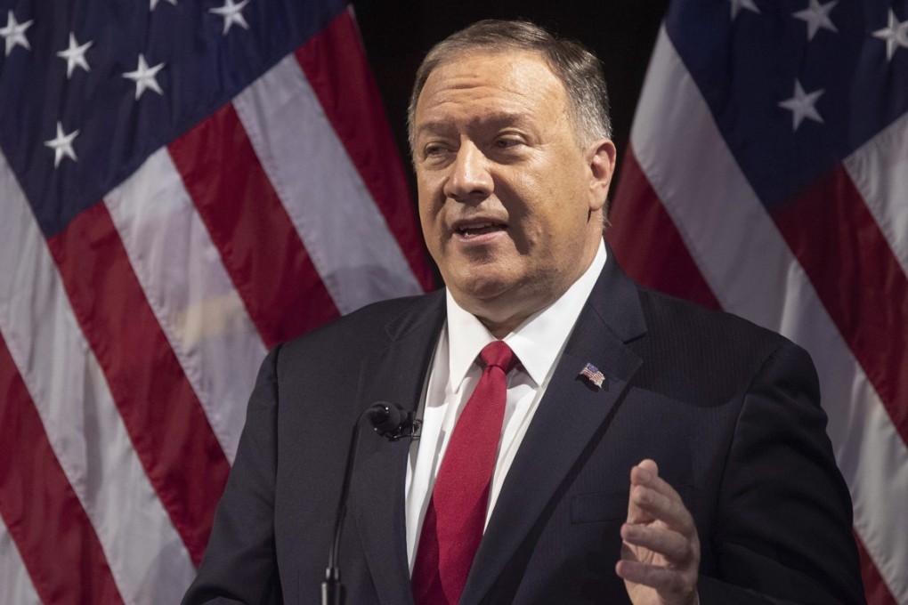 FILE - In this Oct. 30, 2019, file photo, U.S. Secretary of State Mike Pompeo speaks during the Herman Kahn Award Gala in New York. Pompeo received the Hudson Institute's 2019 Herman Kahn Award. Pompeo has lashed out at China, accusing the ruling Communist Party of adopting hostile policies that run counter to U.S. interests. (AP Photo/Mary Altaffer, File)