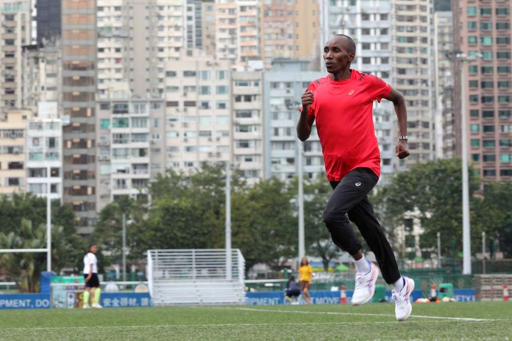 Train like a champion marathon runner: Lukas Wambua Muteti demonstrating warm-up exercises in his training sessions in Hong Kong. Photo: May Tse