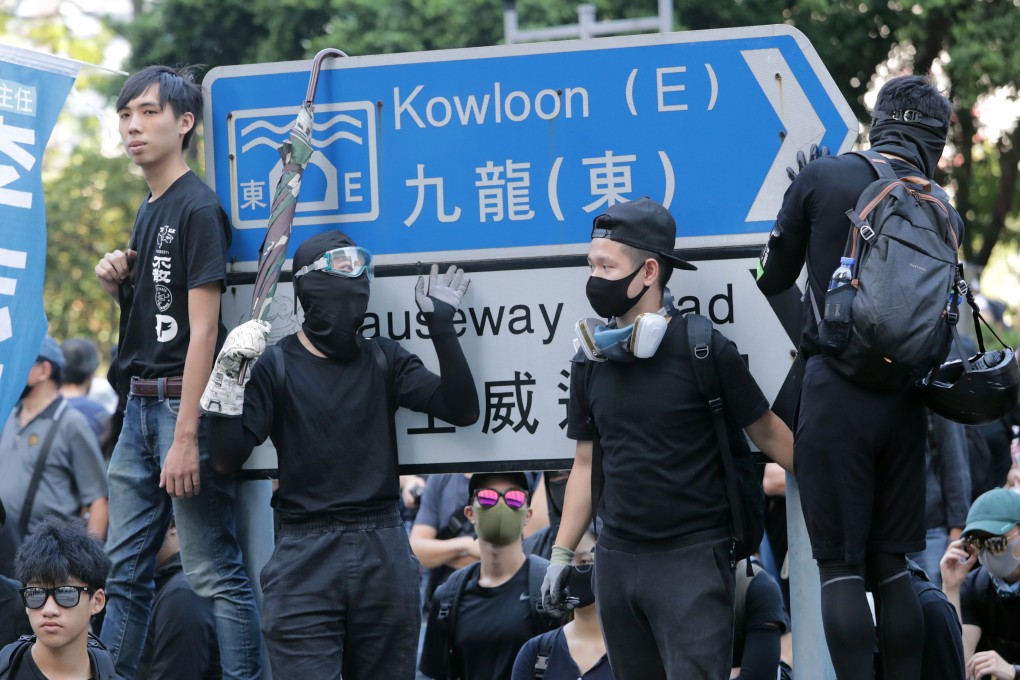 Anti-government protesters attend an election meeting held by about 100 district council candidates at Victoria Park in Causeway Bay on November 2. Photo: Edmond So