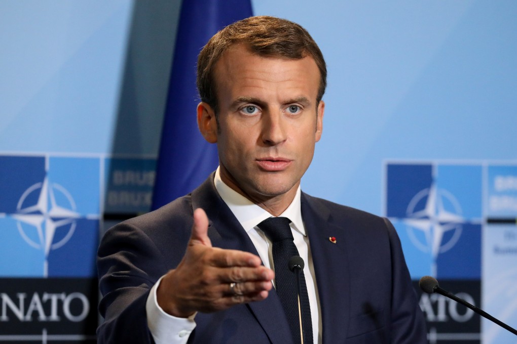 French President Emmanuel Macron speaks at a press conference during the Nato summit in Brussels in July 2018. Photo: Reuters