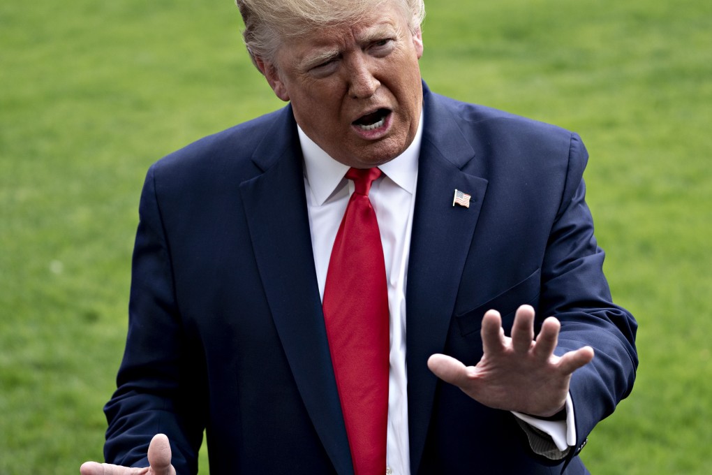 US President Donald Trump speaks to members of the media before boarding Marine One on the South Lawn of the White House in Washington, DC, on October 25. Trump’s unpredictability has been a main factor in market peaks and troughs. Photo: Bloomberg