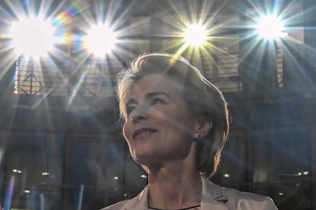 EU Commission president-elect Ursula von der Leyen sits before her speech on eve of the 30th anniversary of the fall of Berlin Wall in Berlin on Friday. Photo: AFP