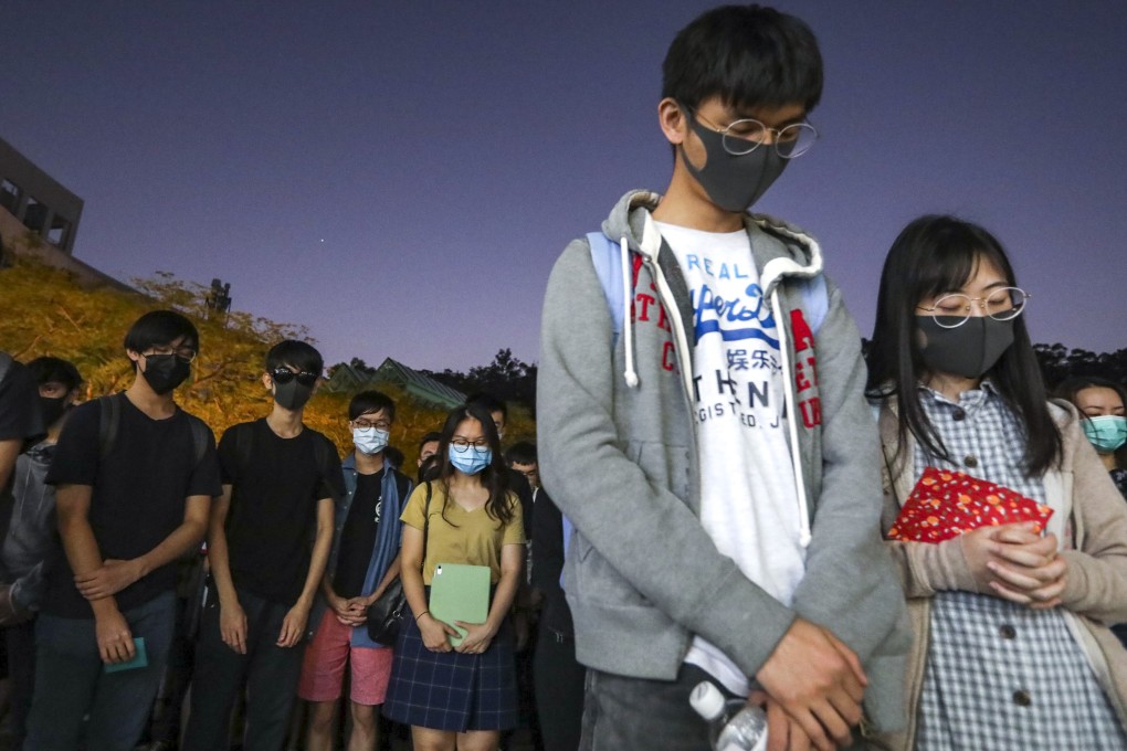 Students held a vigil for their fellow HKUST undergraduate Chow Tsz-lok earlier this week. Photo: Felix Wong