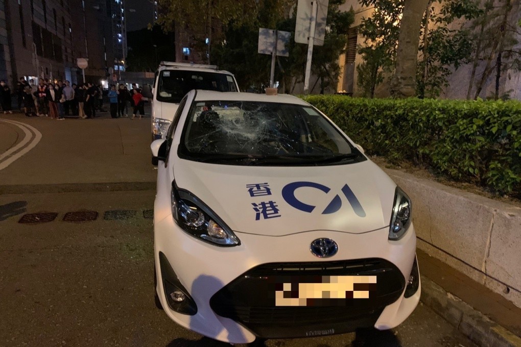 Press groups have condemned the attack of a cameraman and a car from local press outlets TVB and HK01. Photo: HK01