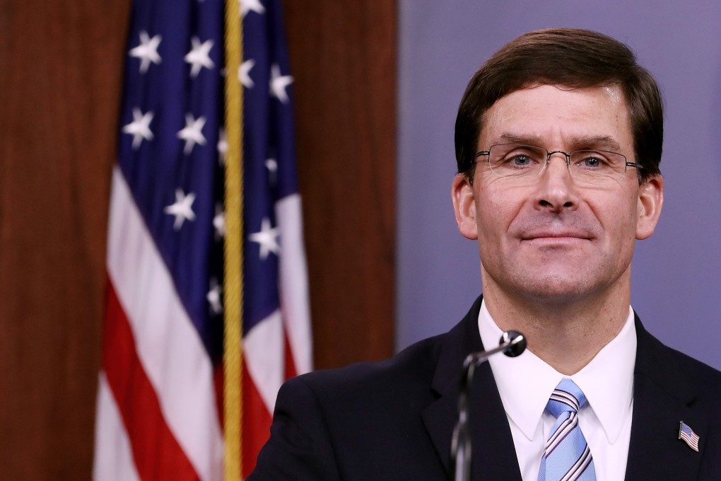 US Defence Secretary Mark Esper holds a news conference at the Pentagon in October. Photo: AFP