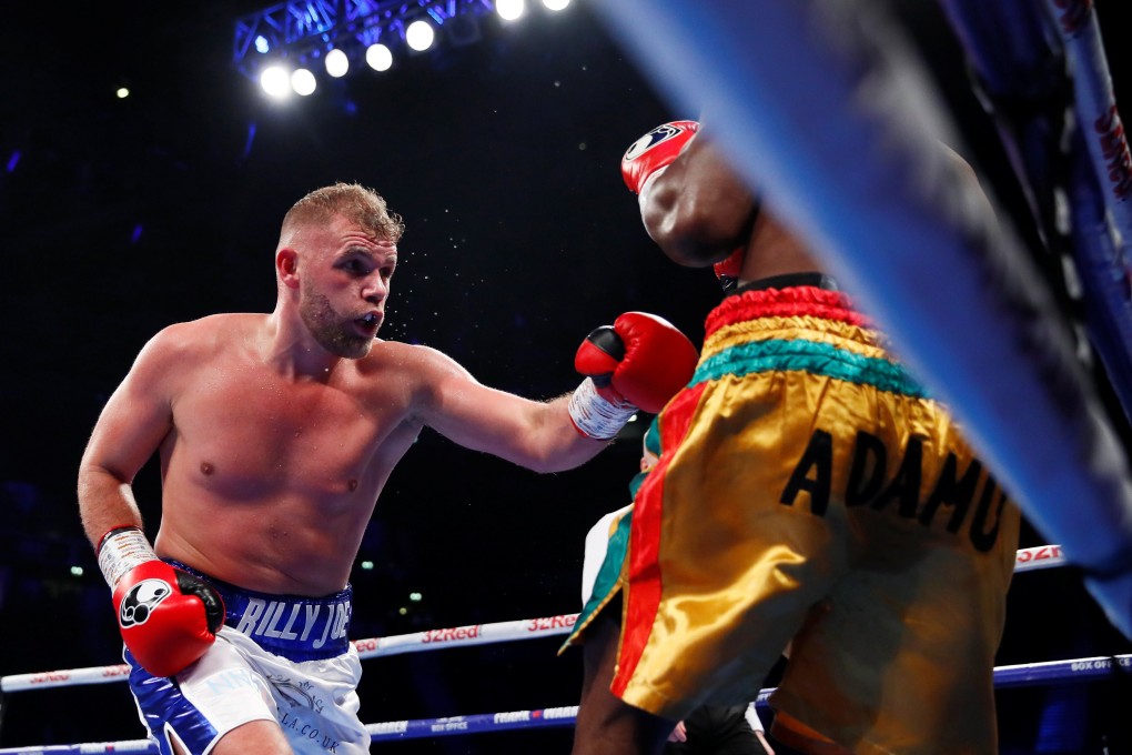 Billy Joe Saunders defeats Zoltan Sera in 2018. Photo: Reuters
