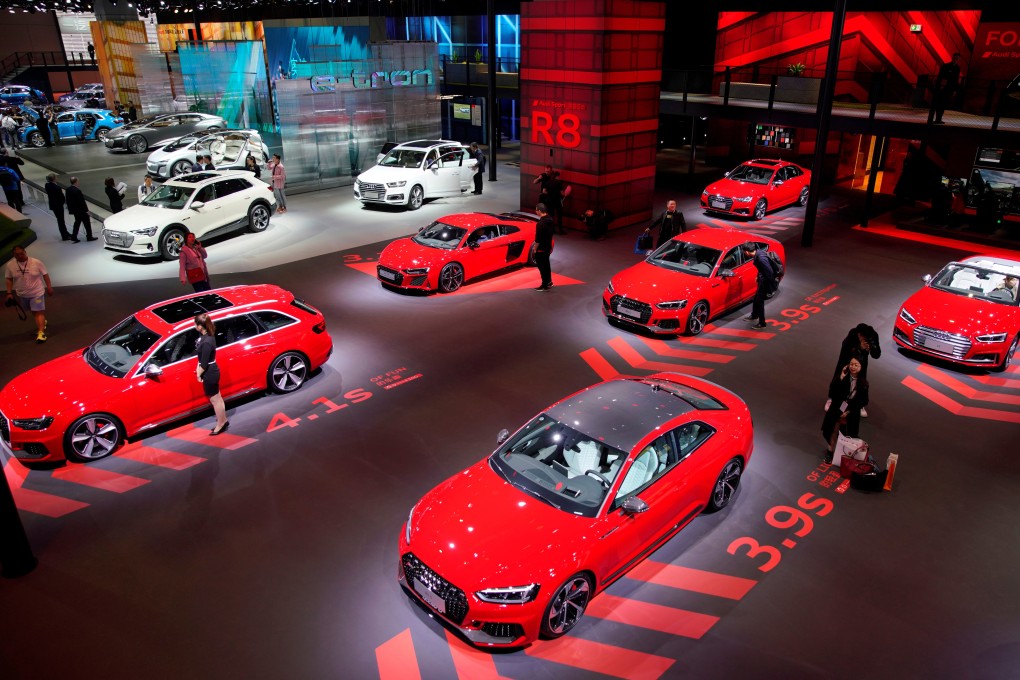 Cars from German auto giant Audi are on display at an auto show in Shanghai in April 2019. A driver of Europe’s economic slowdown is the collapse in demand for cars in China. Photo: Reuters