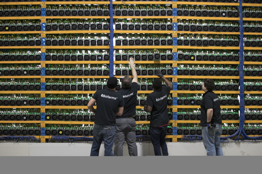 Stacks of computers used for mining bitcoin at the Bitfarms cryptocurrency farming facility in Farnham, Quebec, Canada, on Wednesday, January 24, 2018. Photo: Bloomberg