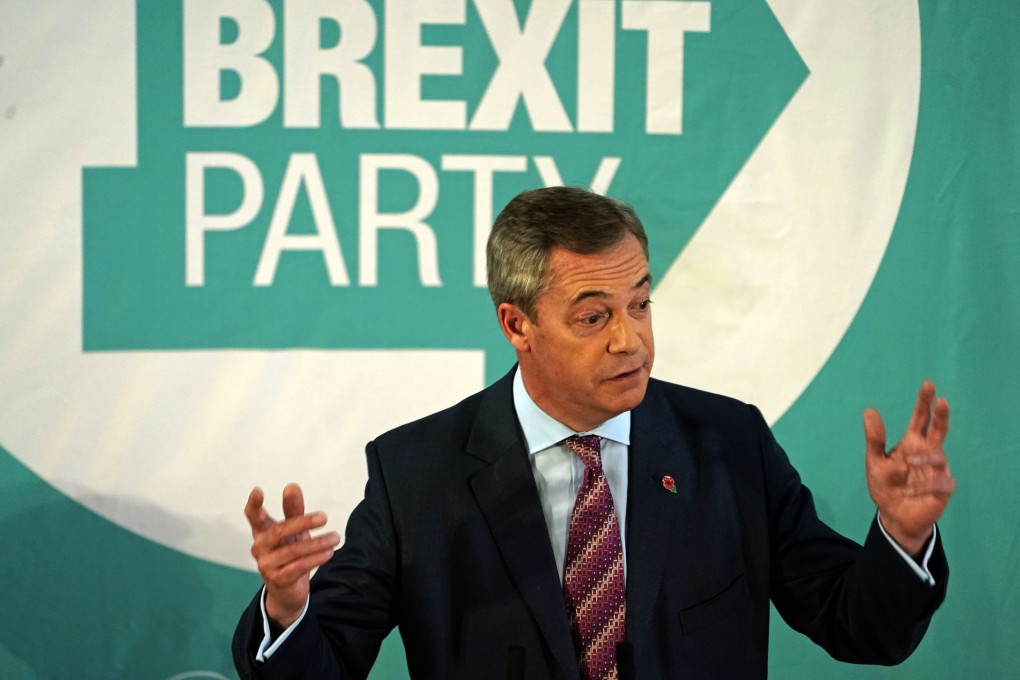 Brexit Party leader Nigel Farage speaks at a campaign event in Sedgefield, England. Photo: DPA