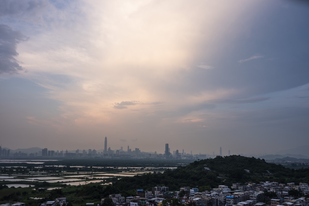 Buildings in Shenzhen stand on the horizon, as seen from the Yuen Long district of Hong Kong on September 9. Photo: Bloomberg