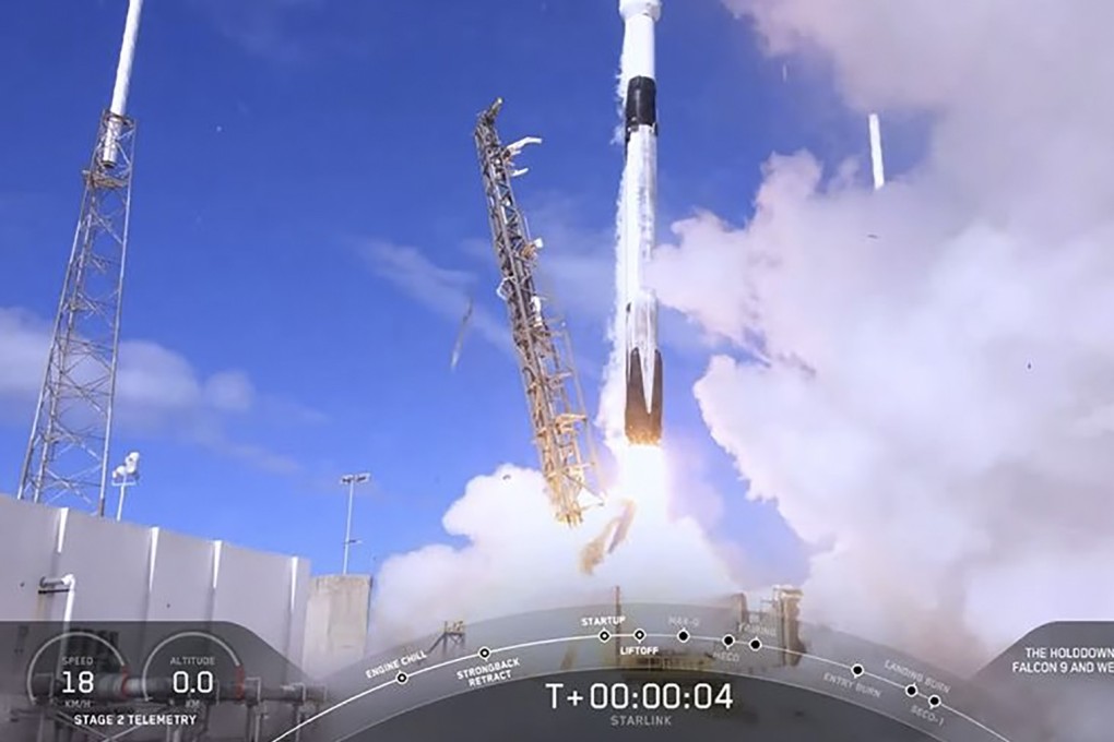 SpaceX's first operational Starlink during launch on a reused Falcon 9 on Monday. Photo: Handout via AFP