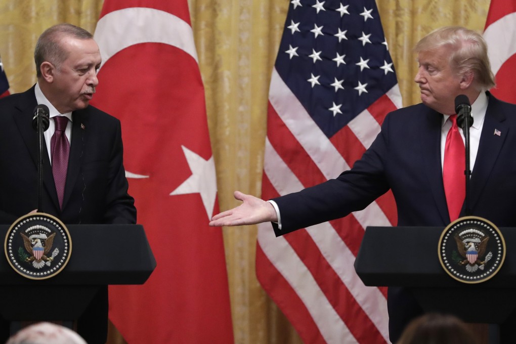 US President Donald Trump and Turkey’s President Recep Tayyip Erdogan in the East Room of the White House. Photo: AP