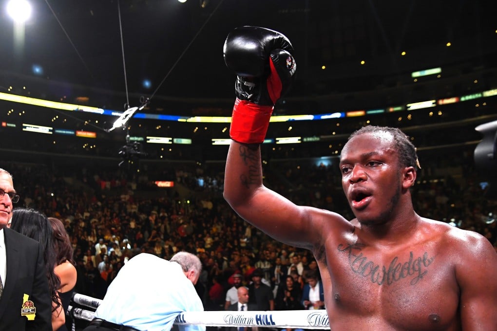 KSI reacting after defeating Logan Paul in their fight at the Staples Centre on November 9 in Los Angeles. Photo: Getty Images via AFP