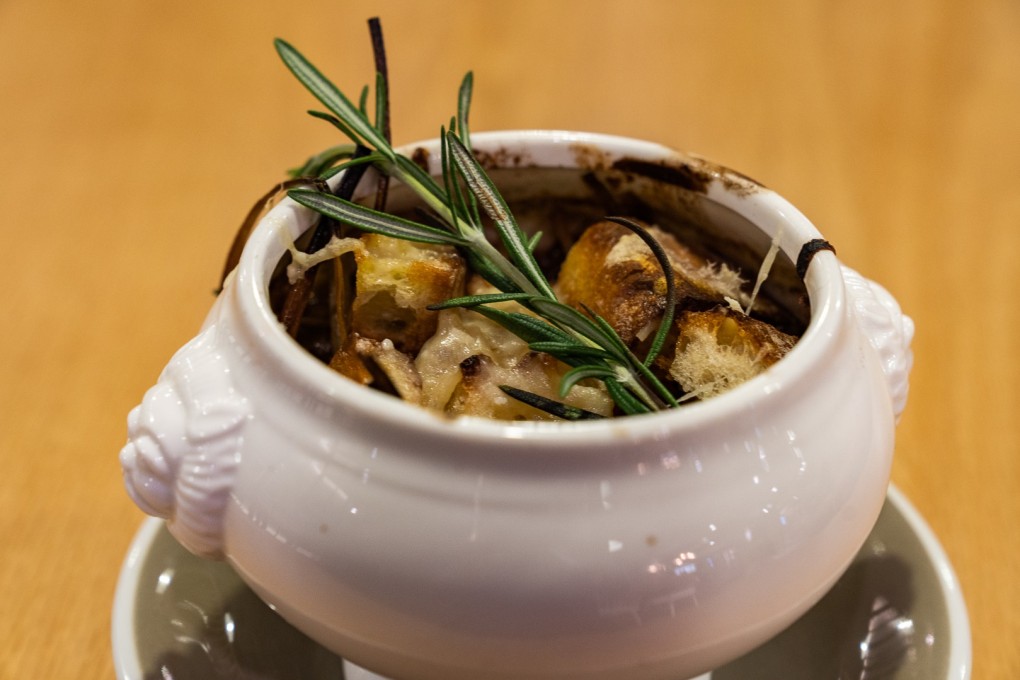 French onion soup at Gontran Cherrier in Tsim Sha Tsui