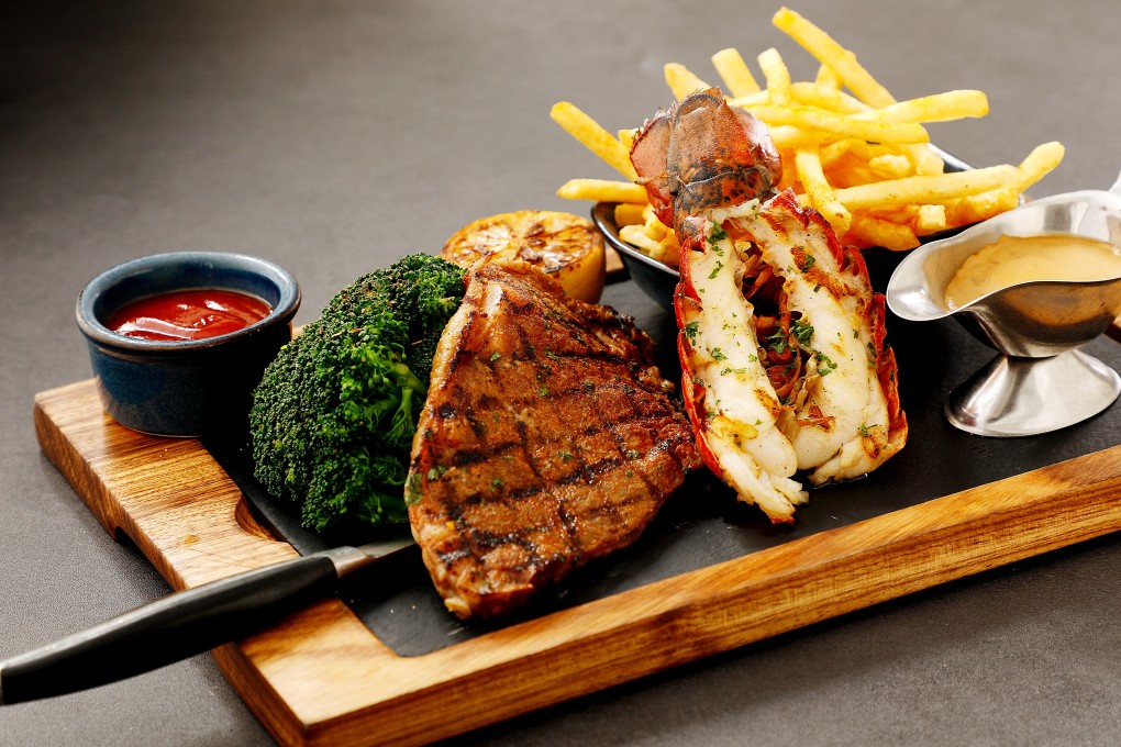 A branch of US chain Red Lobster is opening in Causeway Bay, Hong Kong. Above: T-bone steak with grilled lobster tail and grilled shrimp. Photo: Red Lobster