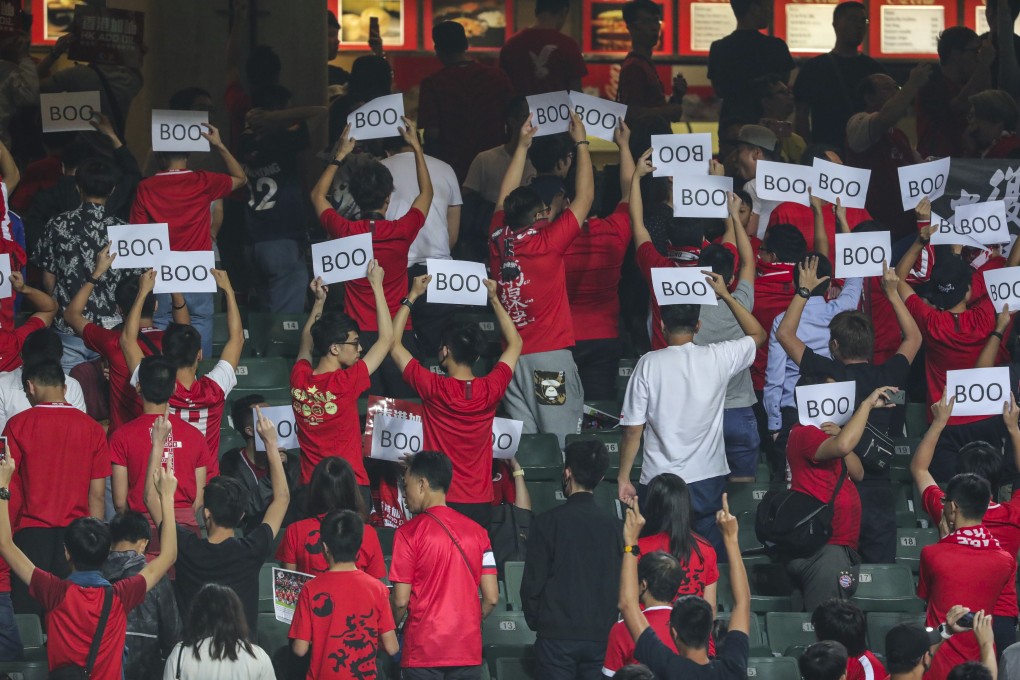 Hong Kong fans show their feelings at the World Cup qualifier at Hong Kong Stadium. Photo: May Tse
