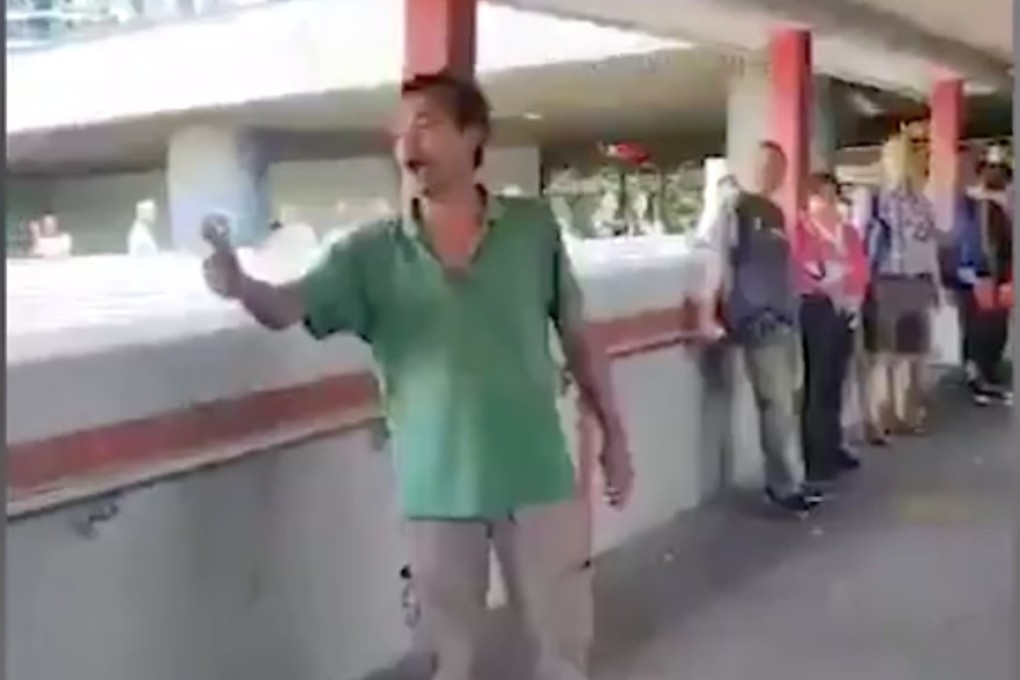 A man was assaulted and set on fire with flammable solution in an attempted murder case after he chased after a group of masked protesters who sabotaged MTR facilities at a Hong Kong railway station during lunchtime on 11 November 2019. Photo: Handout