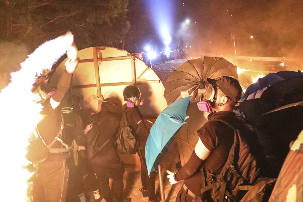 Clashes at the Chinese University of Hong Kong in Sha Tin on Tuesday. Photo: Felix Wong