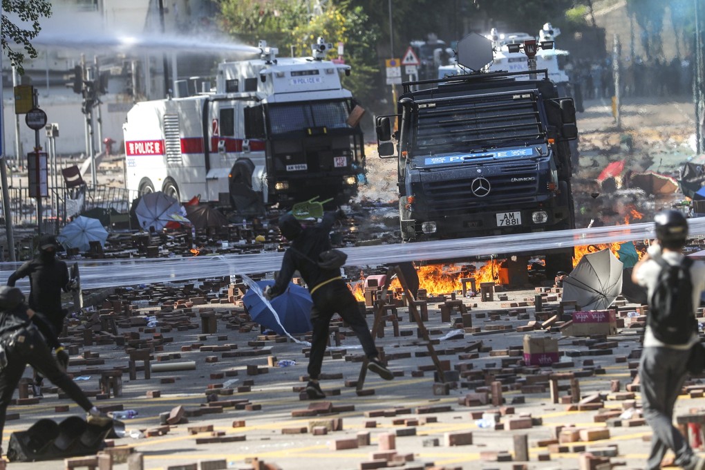 Police’s Unimog armoured vehicle has a long-range acoustic device fitted on its roof. Photo: Sam Tsang