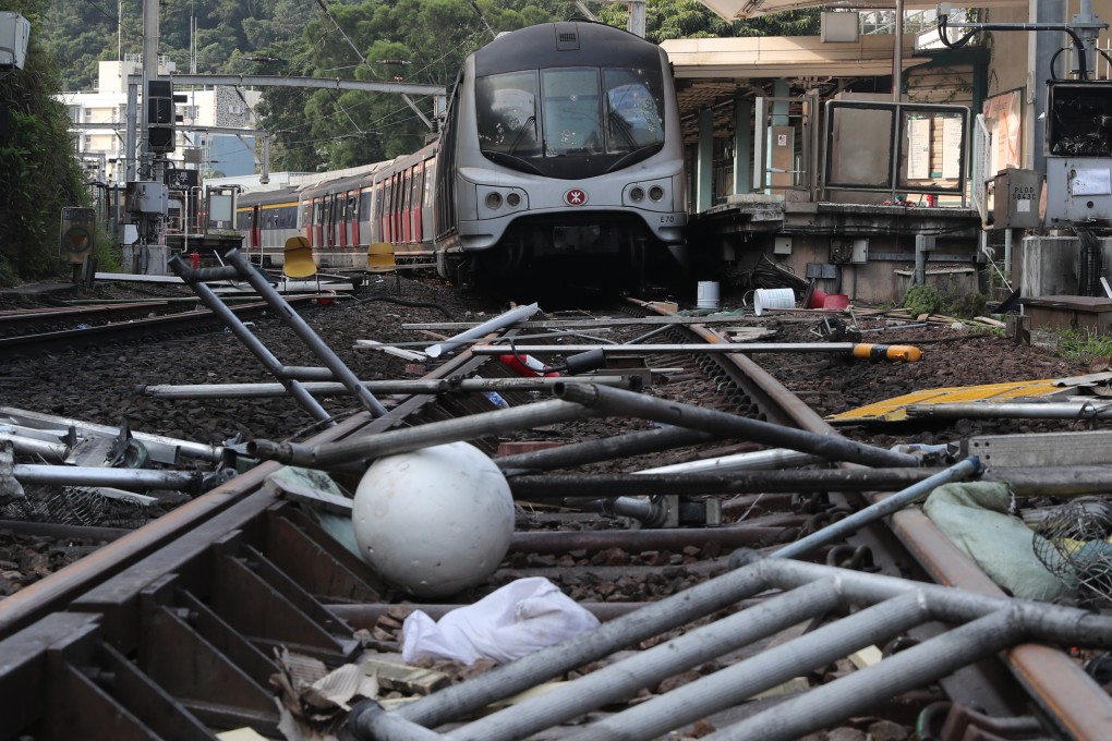 The University station still reeks of the stench of burnt plastic. Photo: Sam Tsang