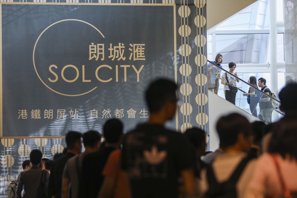 Potential buyers of Chinachem Group’s Sol City phase two development in Yuen Long are seen at the sales office at Nina Tower in Tsuen Wan, on October 28, 2018. Photo: Edward Wong