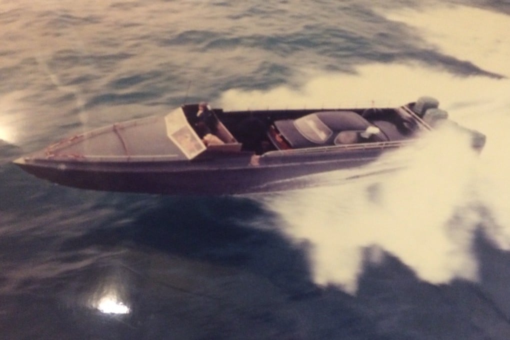 A dai fei, a type of specially designed speedboat, with a stolen car on board heads towards Mirs Bay, Hong Kong, in 1991. It was former Hong Kong marine police officer Les Bird’s job to intercept them before they reached mainland China. Photo: Hong Kong Police