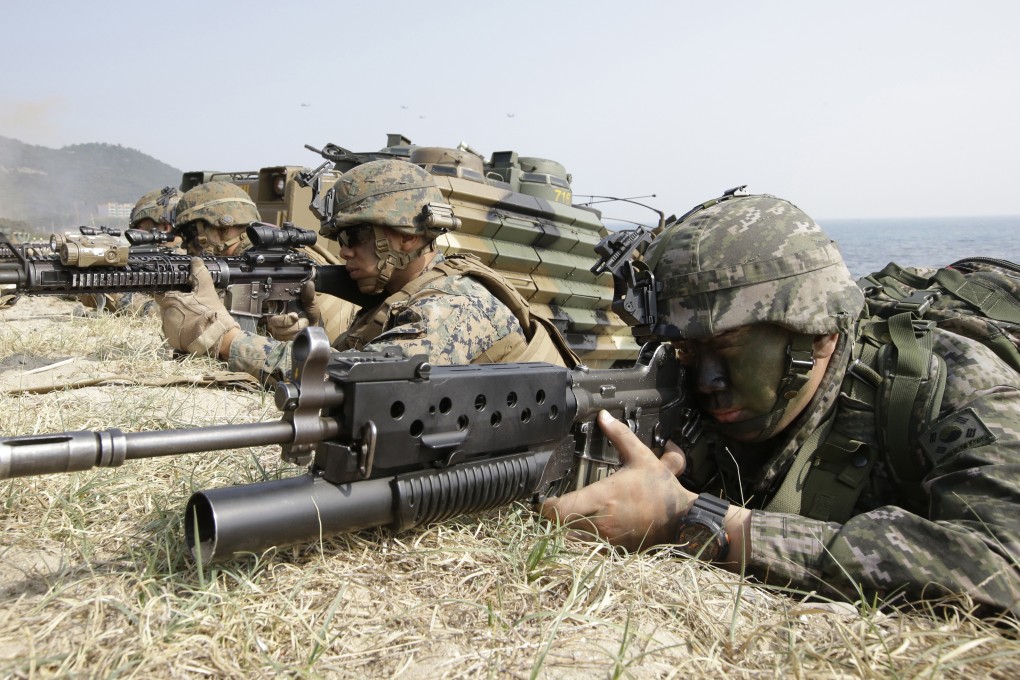 Marines from South Korea and the US during joint landing military exercises. Photo: AP
