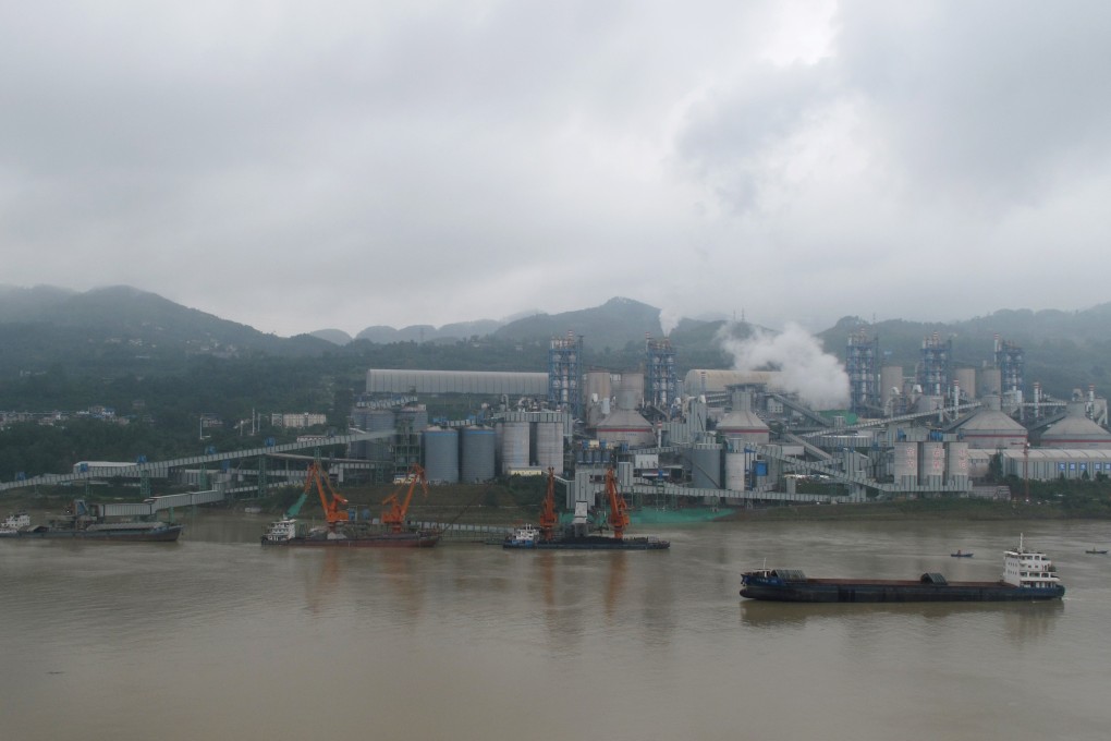 A cement plant on the banks of the Yangtze in Chongqing. The authorities are now trying to stop further development along the river. Photo: Reuters