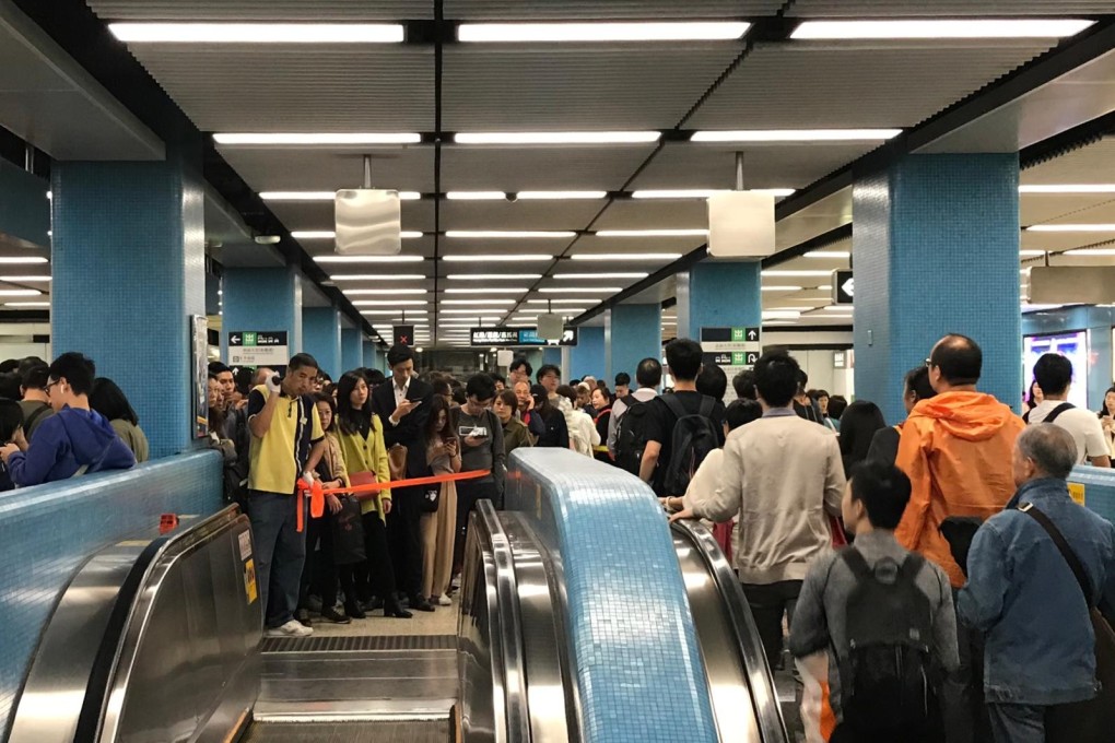Overcrowding measures have been put in place at Kowloon Tong as the impact of protests on the MTR network causes rush hour headaches. Photo: Chan Ho-him