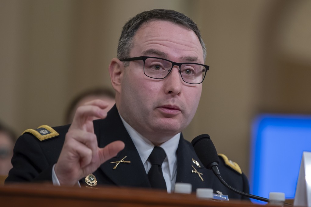 US Army Lieutenant Colonel Alexander Vindman testifies. Photo: EPA