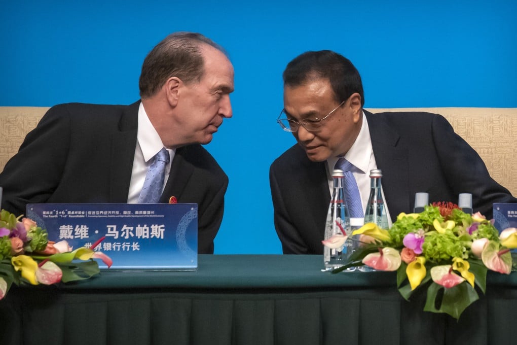 World Bank President David Malpass met with Chinese Premier Li Keqiang in Beijing on Thursday. Photo: AP