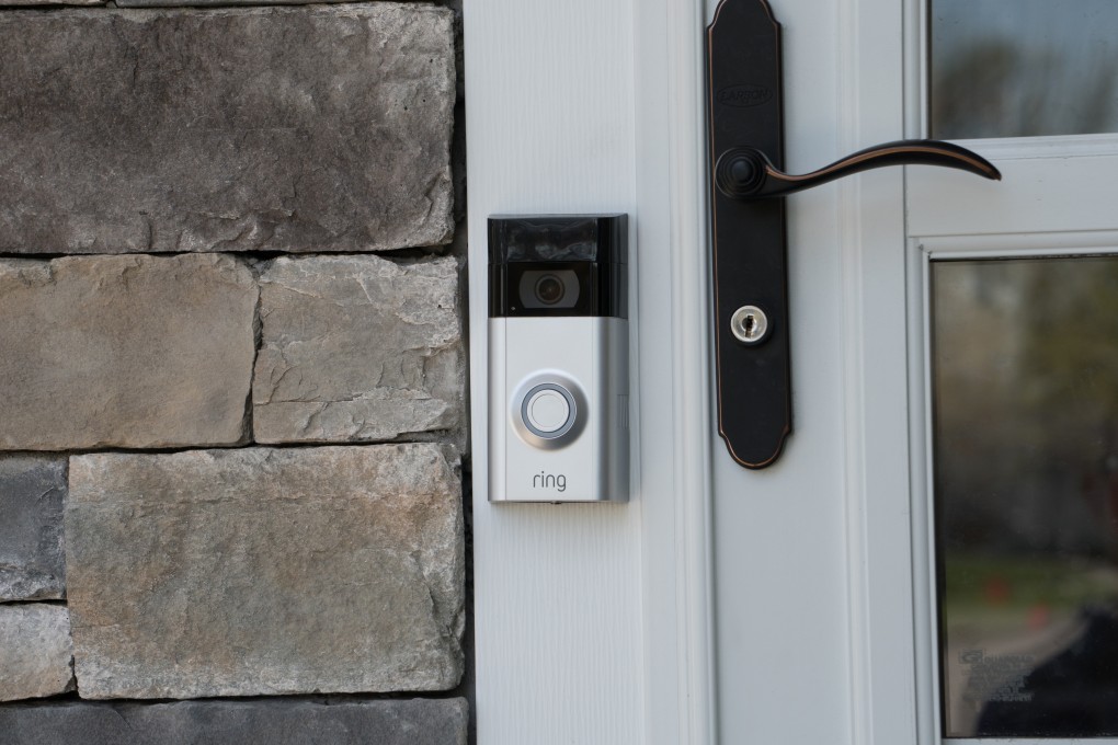 Ring video doorbell owned by Amazon. manufactures home smart security products allowing homeowners to monitor remotely via smart cell phone app.