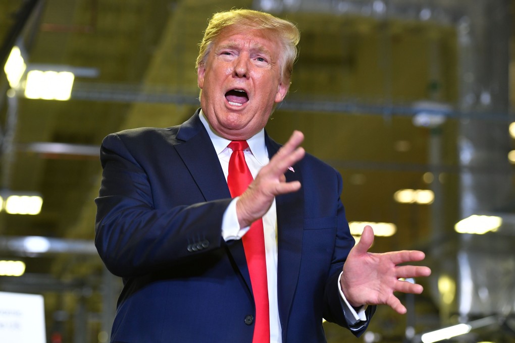 US President Donald Trump speaks during a tour of the Flextronics computer manufacturing facility where Apple's Mac Pros are assembled in Austin, Texas, on Wednesday. Photo: AFP