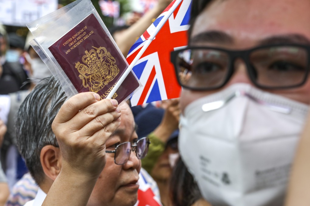 Hundreds of protesters march to the British consulate in Hong Kong in September, urging the British government to grant full citizenship to British National (Overseas) passport holders. Conservative members of the House of Lords have supported the move in a letter to Prime Minister Boris Johnson. Photo: Nora Tam
