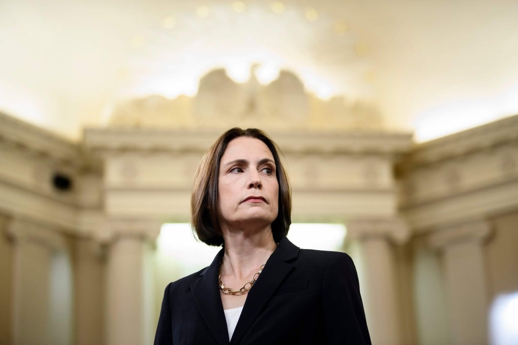 Fiona Hill, the former top Russia expert on the National Security Council, arrives to testify during the House Intelligence Committee hearing on Capitol Hill on Thursday. Photo: AFP