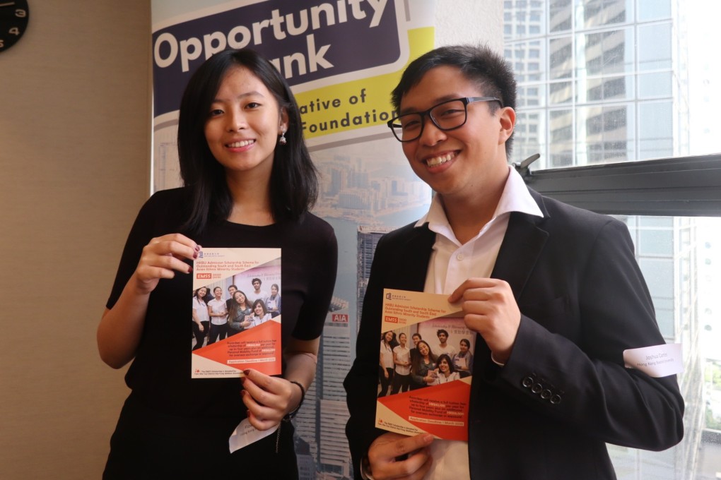 Joshua Cortes, a business administration student at Baptist University, was at the fair to share his experiences. Photo: Kathleen Magramo