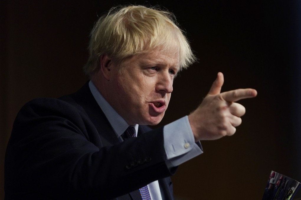 British Prime Minister Boris Johnson announces the Conservative party manifesto. Photo: EPA-EFE